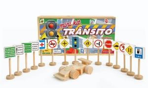 Mini kit de transito com 16 peas em madeira - Jott Play-26.61
