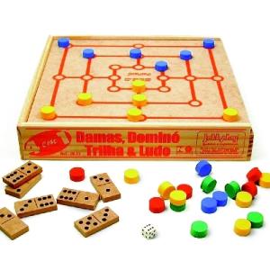 Jogo 4 em 1 (Dama, Trilha, Ludo e Domin) 